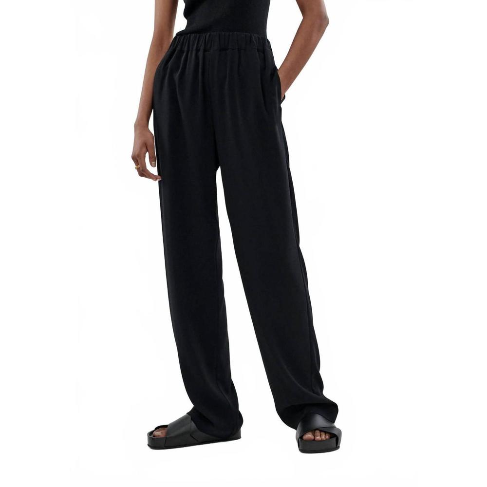NEW CO COLLECTIONS stretch crepe elastic waist trouser in black